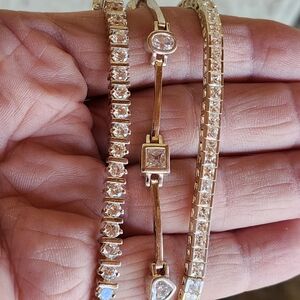 Sterling Silver STACK of CZ tennis Bracelets Set Of 3